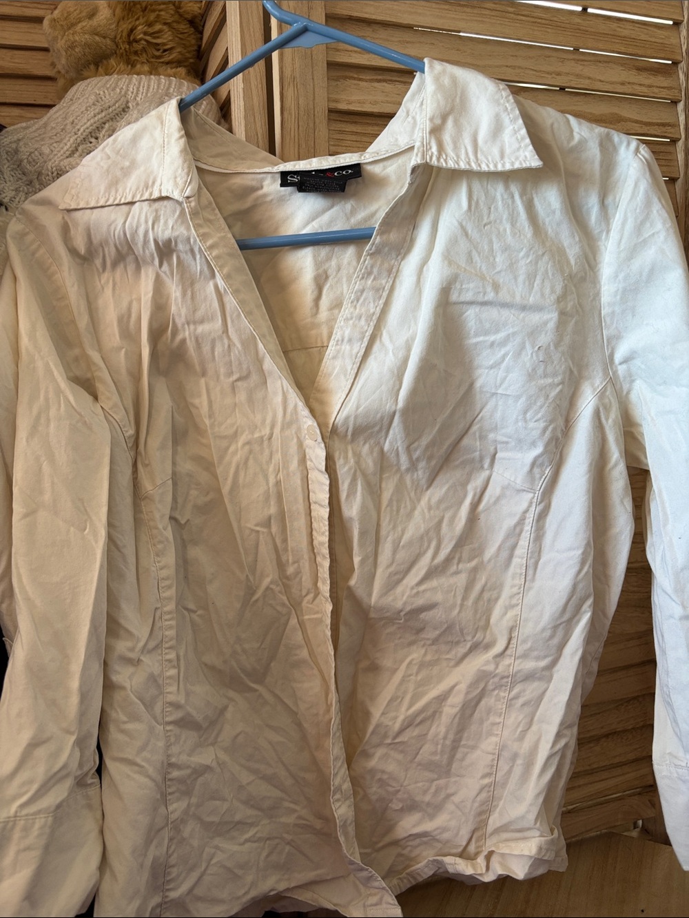 Style & Co. Cream Button-Down Collared Shirt 16